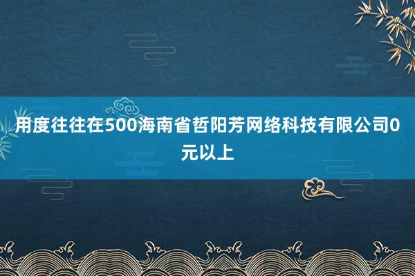 用度往往在500海南省哲阳芳网络科技有限公司0元以上